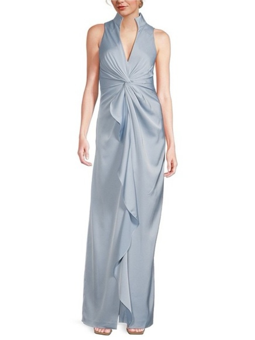 Aidan Mattox Size 16 Light Blue Satin Draped Ruffle Formal Gown NWT GALA MOB